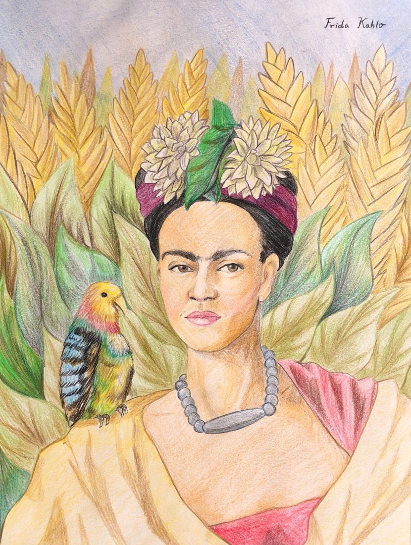 Frida Kahlo (Colored Pencils on Paper) Drawing