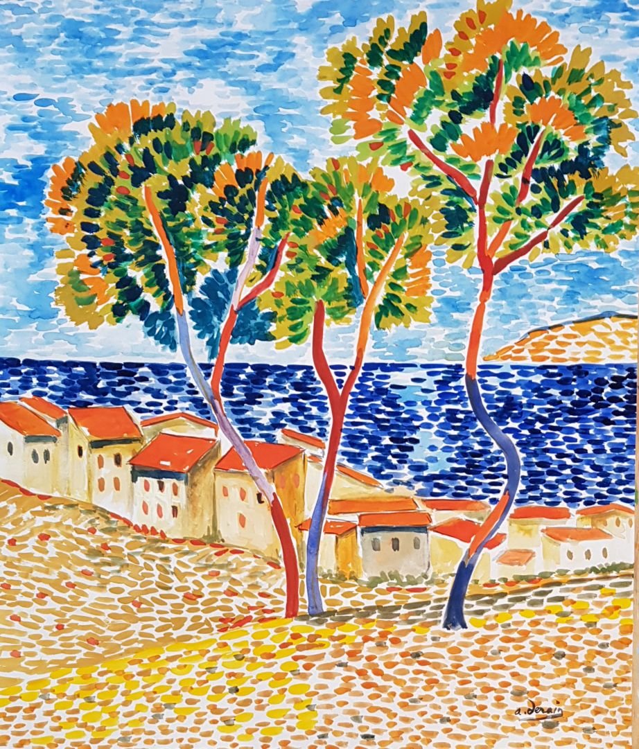 Andre Derain (Watercolor on paper): Watercolor on paper painting signed lower right A. Derain. Measures : 14.5 by 12 3/8 inches