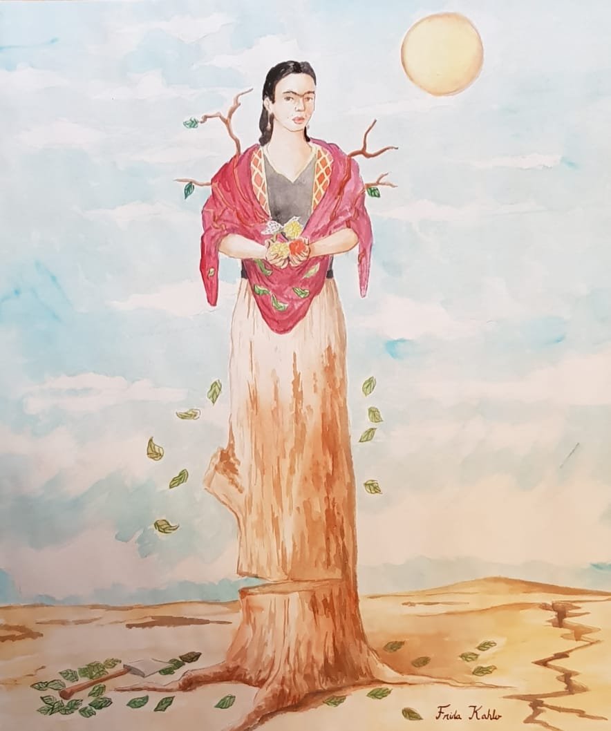 Frida Kahlo (Watercolor on paper) (1 of 3)