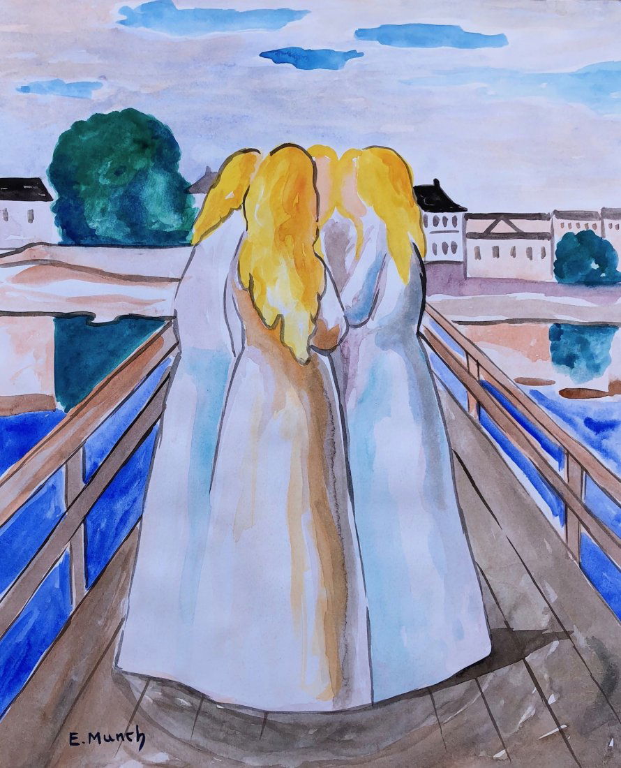 Signed E. Munch (Watercolor on paper) (1 of 4)