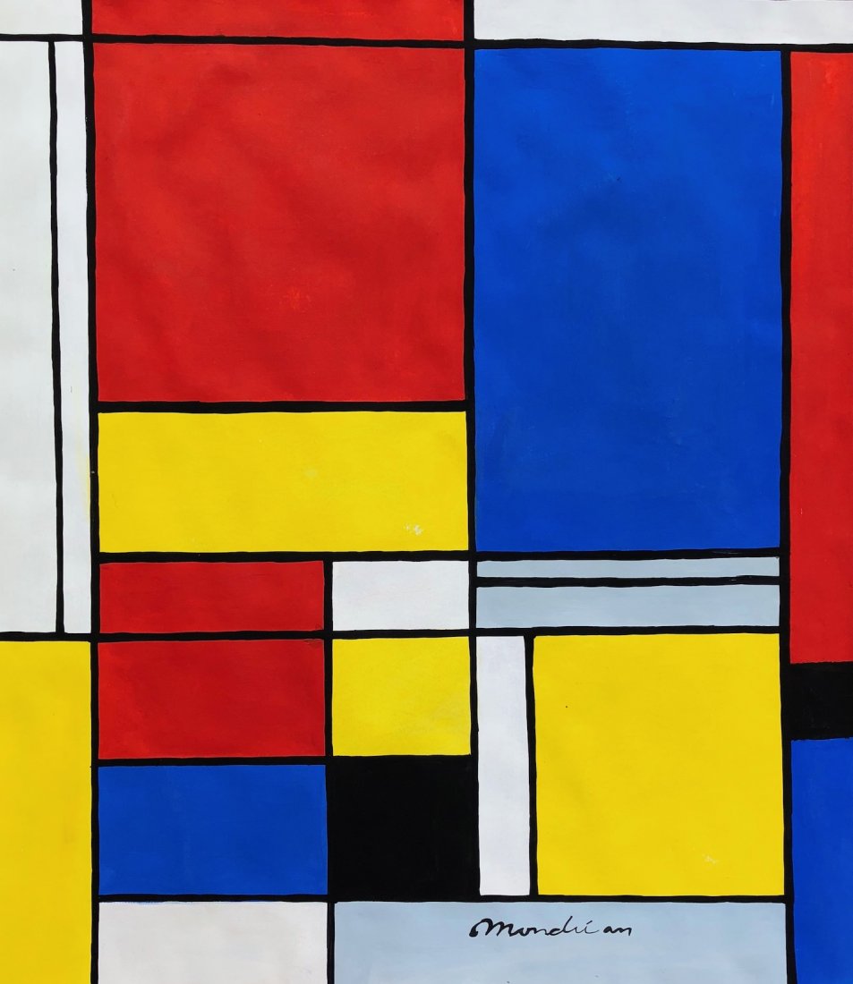 Signed Mondrian (Watercolor on paper) (1 of 3)
