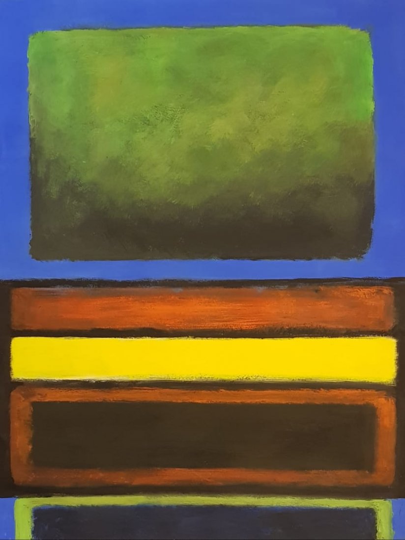 Mark Rothko (Gouache on Paper): Gouache on paper painting signed on verso Mark Rothko, Measures: 14 by 12 inches, the painting is framed.