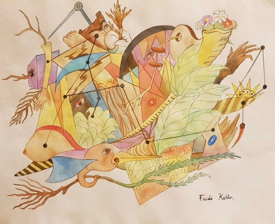 Frida Kahlo (Watercolor on paper) (1 of 3)