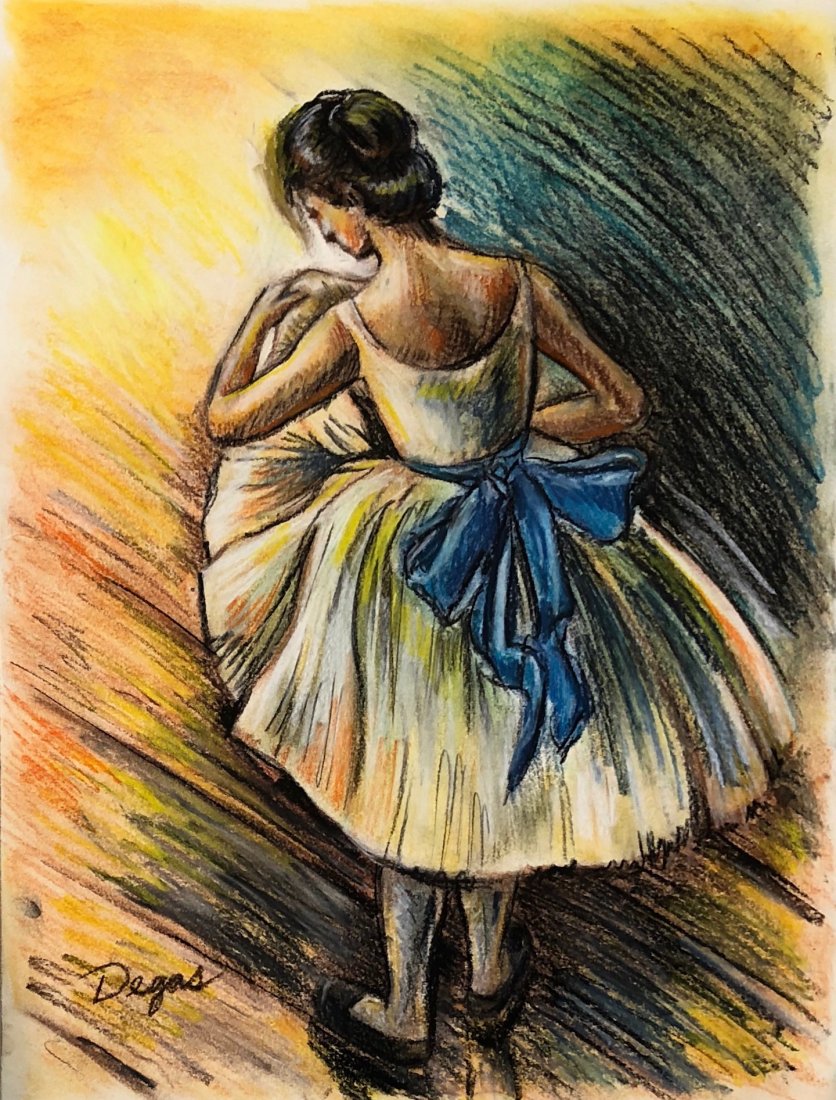 Edgar Degas (Pastel on Paper): Pastel on paper Signed lower left Degas, Measures: 15.5 by 12 inches. The painting comes with a COA, also the painting is framed. Edgar Degas (19 July 1834 – 27 September 1917)