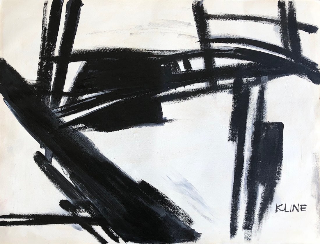 Franz Kline (Oil on Hard Paper): Franz Kline oil on Paper Painting. Signed Kline Lower Right. Size: 21 x 27 Inches. This Painting is from an Important private collection, Acquired directly from the artist. Provenance and COA Provided