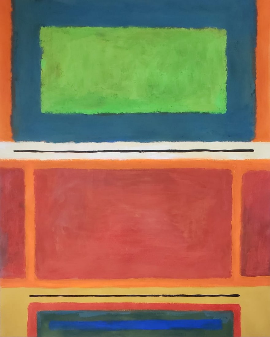 Mark Rothko (Gouache on Paper): Gouache on paper painting, signed on verso Mark Rothko, Measures: 14 .5 by 11.5 inches. The painting is framed.