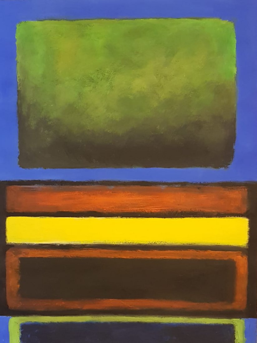 Signed Mark Rothko: Gouache on paper painting signed on verso Mark Rothko, Measures: 14 by 12 inches, the painting is framed.