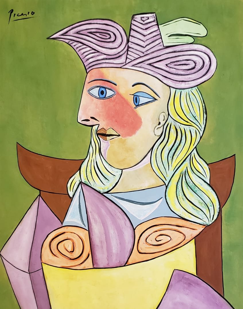 Cubist Spanish painting (Gouache on Paper) (1 of 3)
