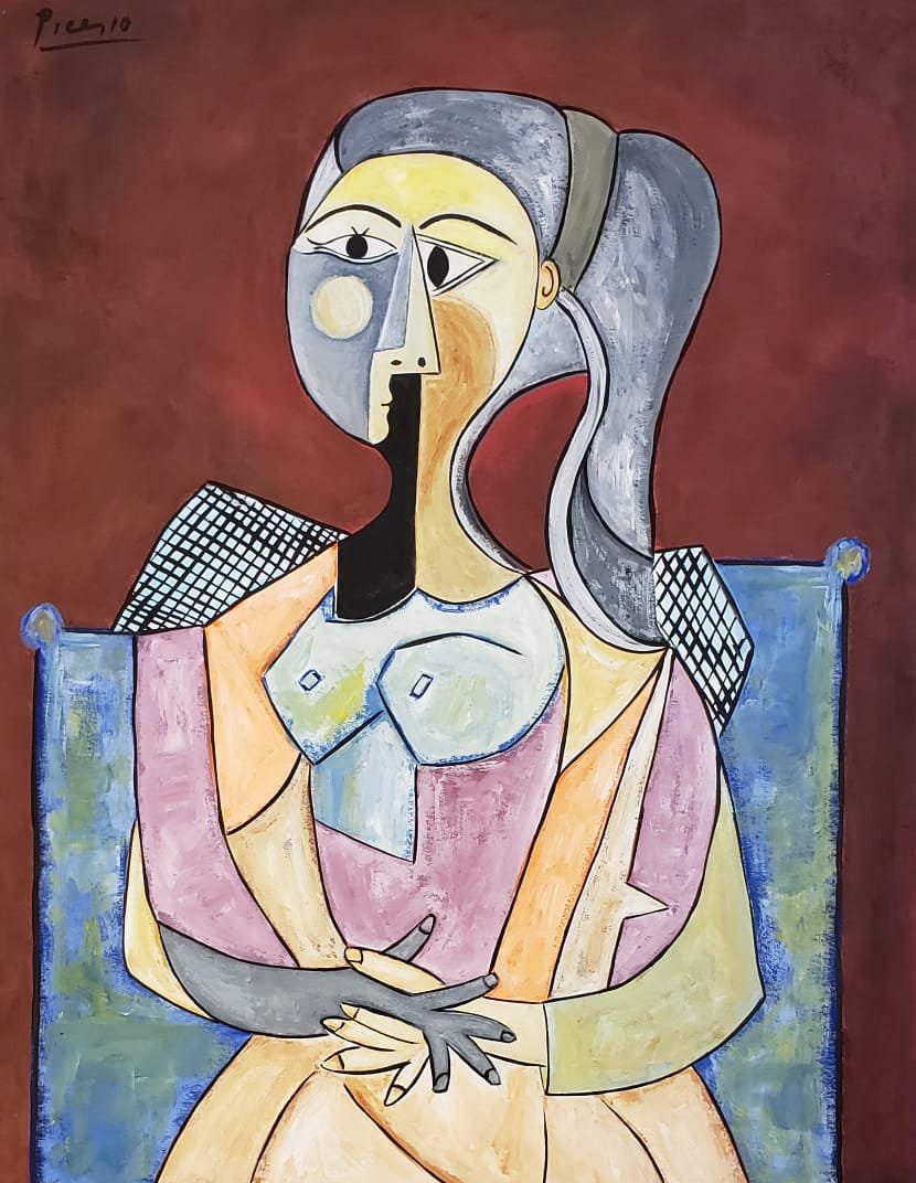 Spanish Cubist painting (Gouache on paper): Gouache on paper painting signed upper left Picasso in black. Measures: 14 3/4 by 11 3/8 inches, Provenance: Franois Lachenal, Private Collection France, seller private collection Texas. The painting 