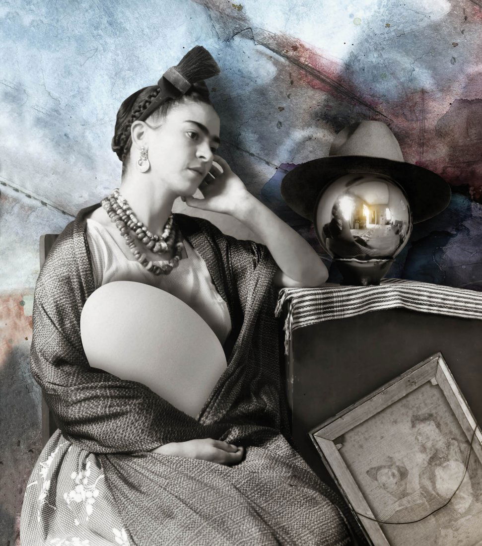 Tan Tolga Demirci: Frida Kahlo vol 3 (53 x 60 cm) Signed and Numbered. (Photographic Collage) Printed on high quality paper, Signed and numbered. Tan Tolga Demirci (born 31 December 1974, İstanbul) is a director, w