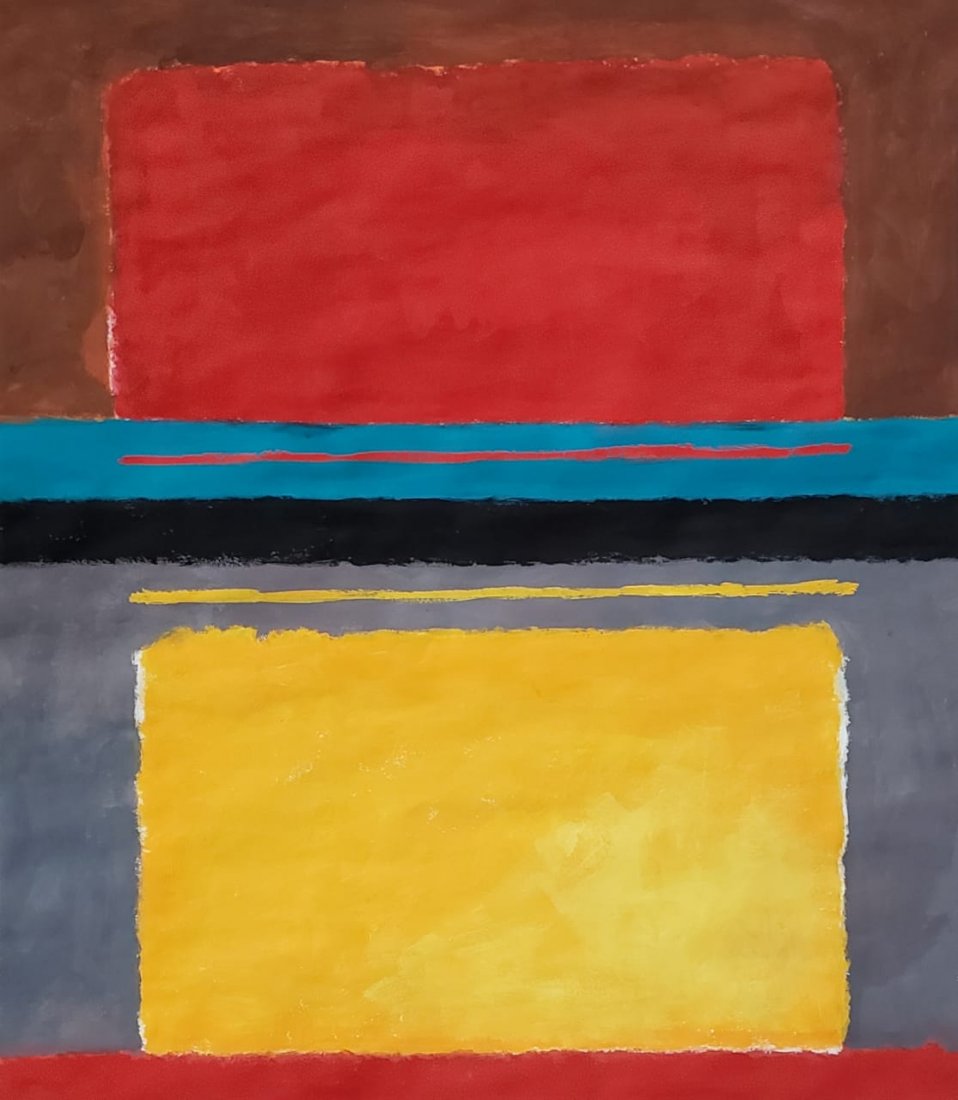 Mark Rothko (Gouache on Paper) In the Style of: Gouache on paper painting, appears on verso Mark Rothko, Painting size: 13 x 11 1/4 inches. Gimpel Fils, London. Private collection NY. Mark Rothko i the Style of (September 25, 1903 – February 25,