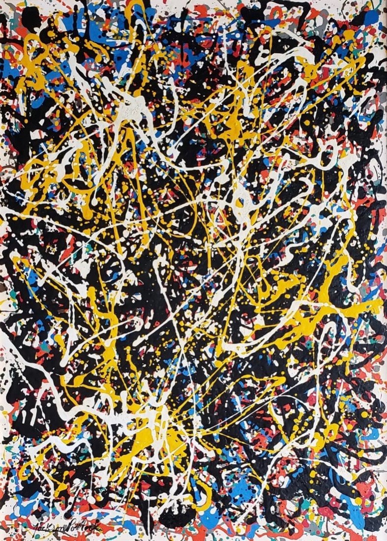Jackson Pollock (Enamel on Canvas) in the Style of (1 of 4)