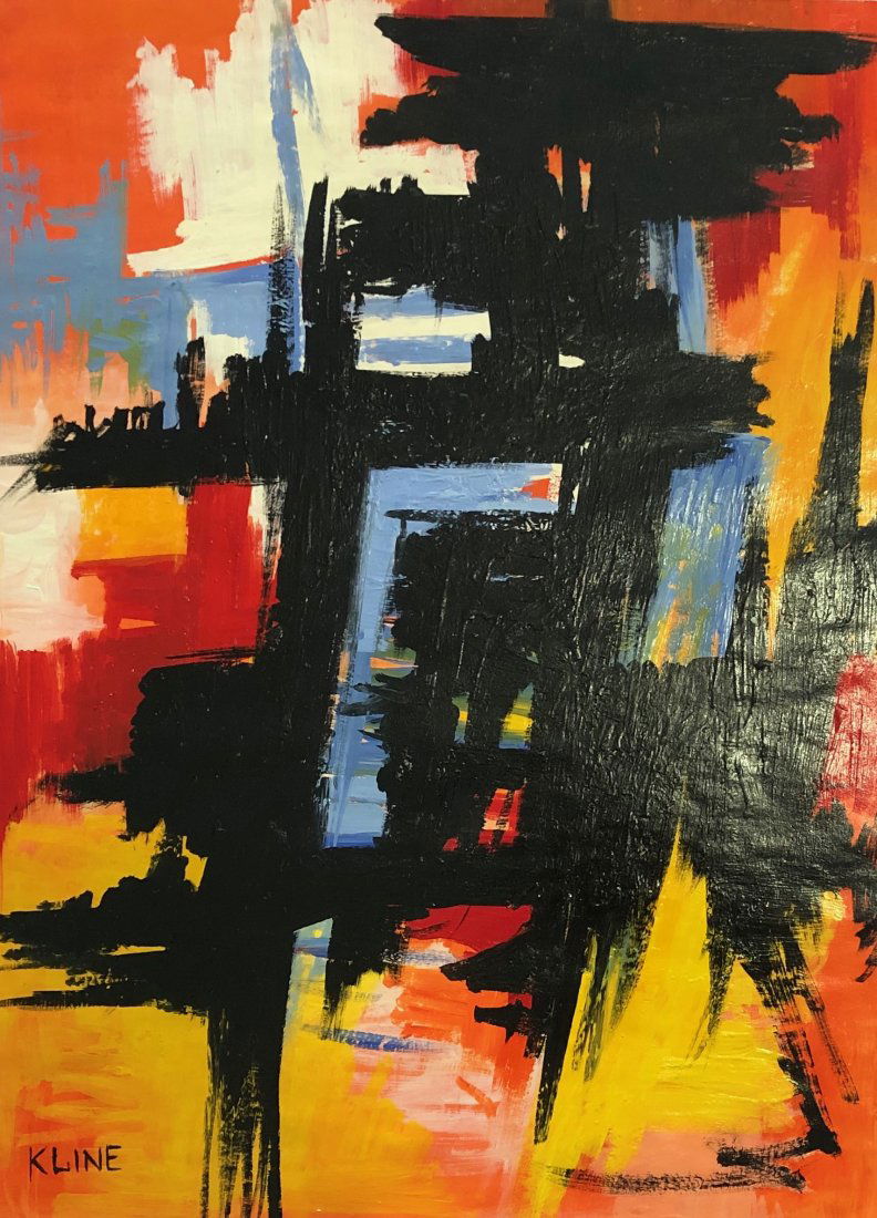 Franz Kline (Oil on Paper) In the Style of: Kline appears lower left, Technique: Gouache on paper, Size: 14 1/2 by 12 1/2 inches. Provenance: Mitchell Shaheen Collection. Sale in Houston TX. Franz Kline In the Style Of (May 23, 1910 – May 13,