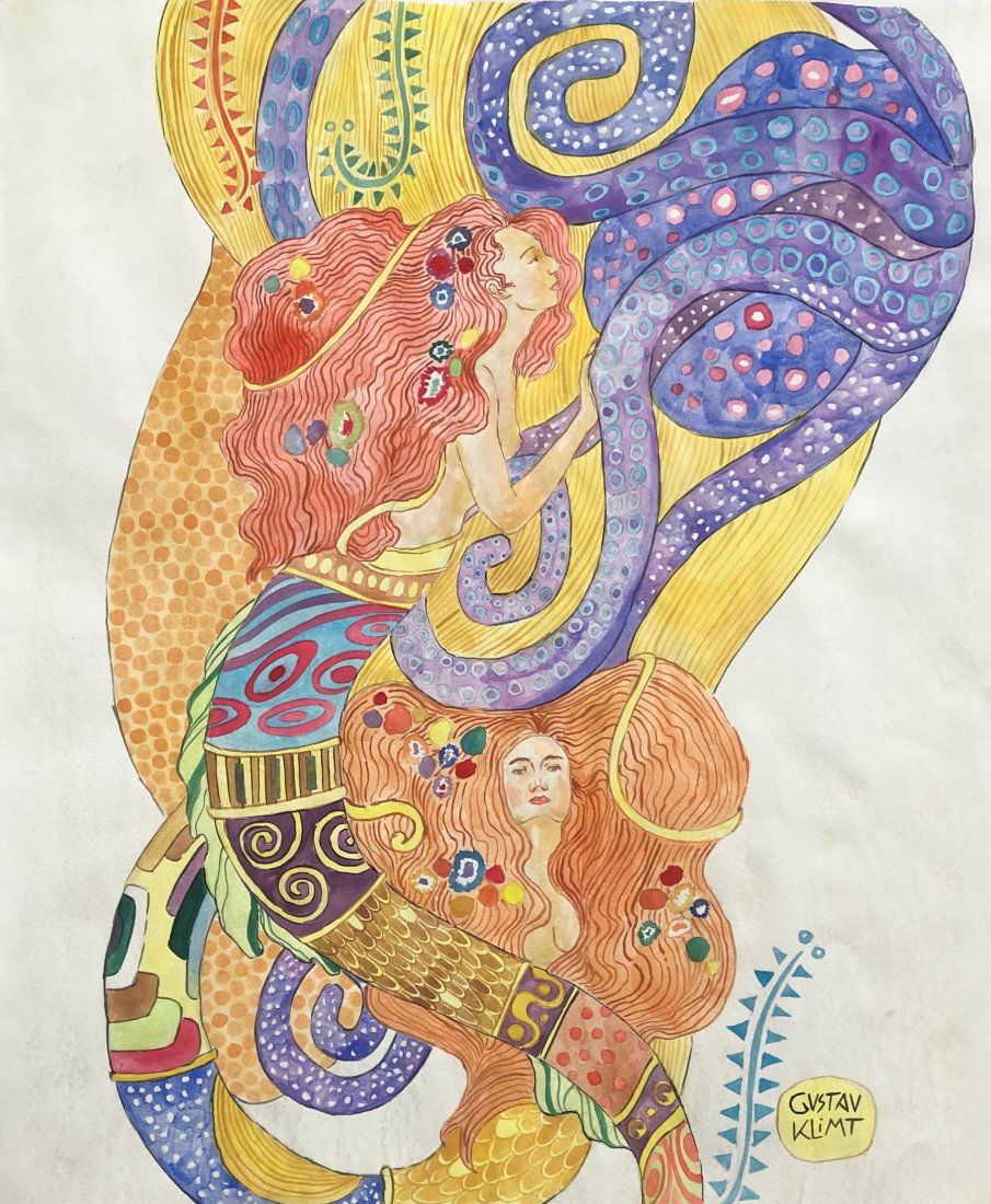 Gustav Klimt (Watercolor on Paper) In the Style of (1 of 2)