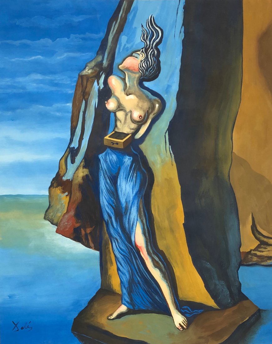 Salvador Dali (Gouache on paper) In the style of: Gouache on paper Painting Dali appears on the lower left margin. Dimension: 14.5 x 11 3/4 inches. Technique: Gouache on Paper. Provenance: Georges Hugnet, Paris, private collection France, acquired by