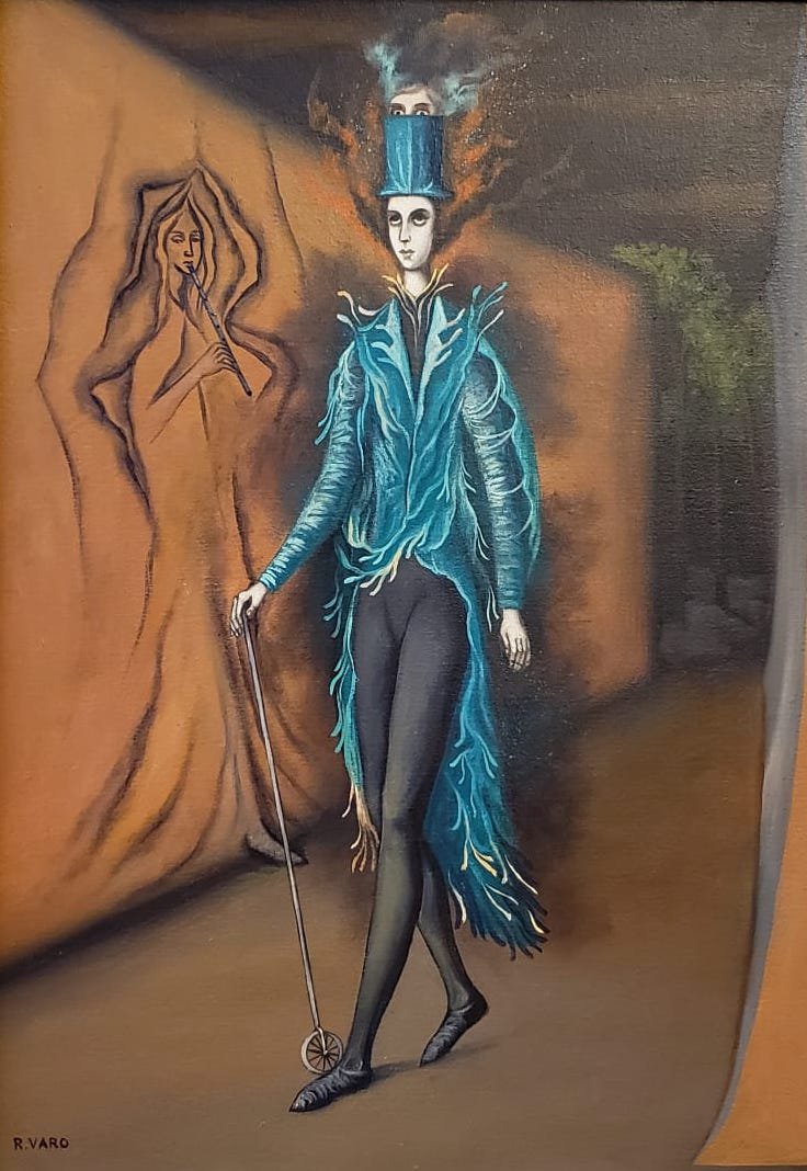 Remedios Varo (Oil on Canvas) In the Style of: Oil on Canvas Painting R. Varo appears on the lower left margin. Dimension: 20 3/4 x 14 7/8 inches. Technique: Oil on Canvas. Provenance: Collection of Jesus Rafael Montenegro, Mexico City. Private co