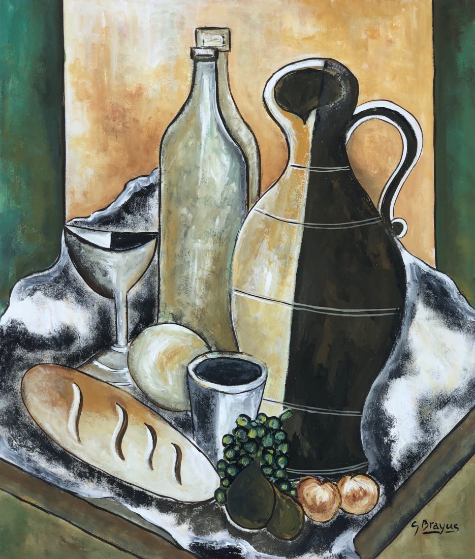 Georges Braque (Gouache on Paper) In the Style of: G. Braque appears lower right. Measures: 13 1/5 by 11.5 inches. Provenance: Private Collection France, James Pendelton New York, and Collection in Florida United States.Lived between (13 May 1882 – 