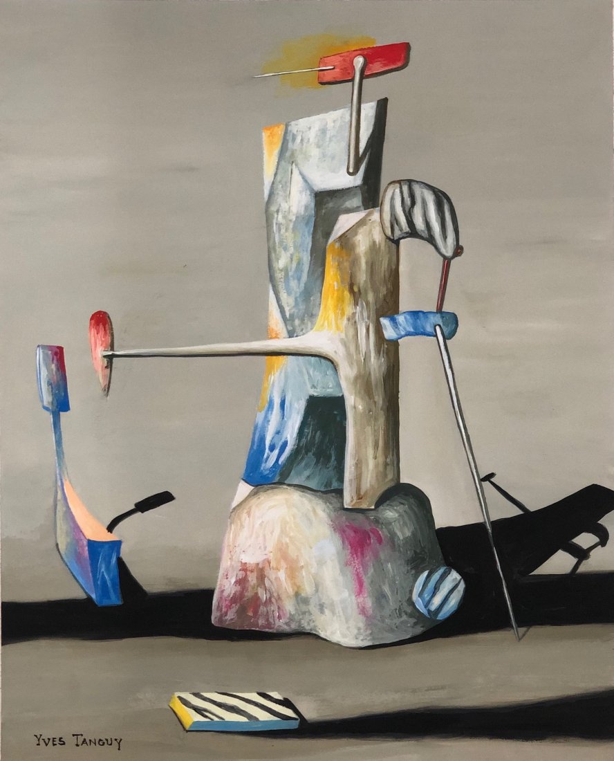 Ives Tanguy ( Gouache on Paper ) in the style of: Ives Tanguy appears lower left, Measures: 14 ½ x 12 ½ Inches. Technique Gouache on paper. Provenance: Private collection Paris , Collection of Charles Nilsson, Private collection Spain. Lived betwee