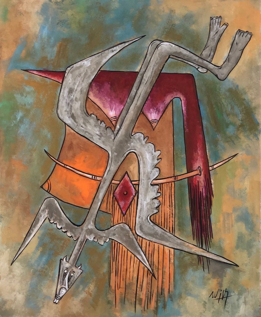 Wifredo Lam (Gouache on Paper) in the style of: Painting Size:13 ½ X 11 1/8 Inches. Provenance: : private collection La Habana Cuba Mr Roberto Ortuski , Acquired from the artist , Private collection Miami ,FL. Lived Between (December 8, 1902 – S