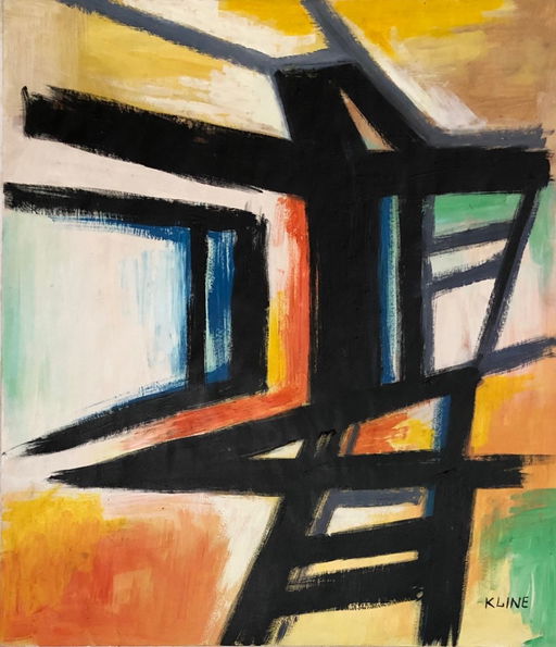 Franz Kline Oil On Paper In The Style Of -