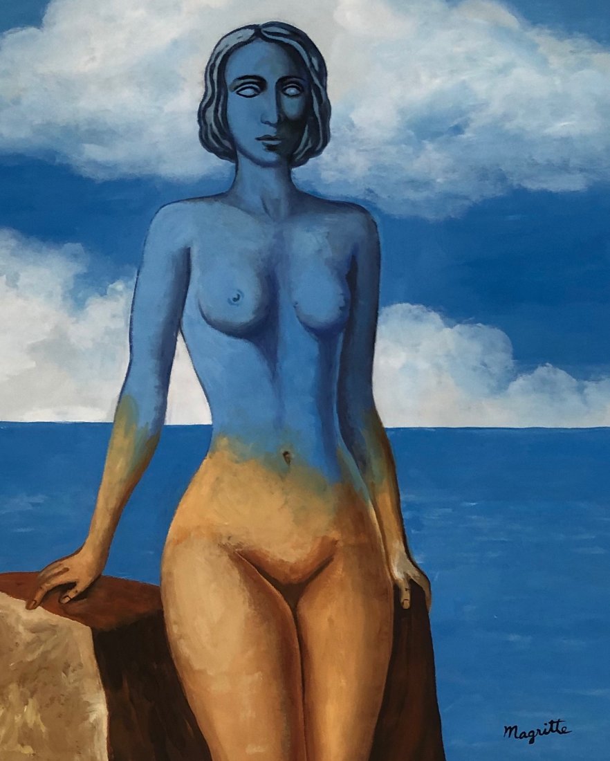 Rene Magritte (Gouache on Paper) in the style of: Magritte appears lower right. Measures: 13 3/4 x 11 3/8 inches. Technique: Gouache on paper. Provenance: Adam Martin Anon sale 1970 private collection Us. Lived between (21 November 1898 Â– 15 Augu