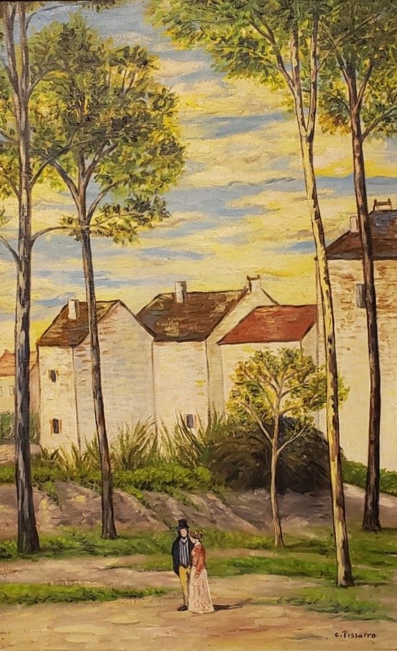 Camille Pisarro (Oil on Canvas) in the style of: C. Pisarrot appears lower right. Measures: 21 x 13 inches. Technique: Oil on canvas. Provenance:Private collection France Thomas Couture, Private collection Europe . Lived between (10 July 1830 – 13