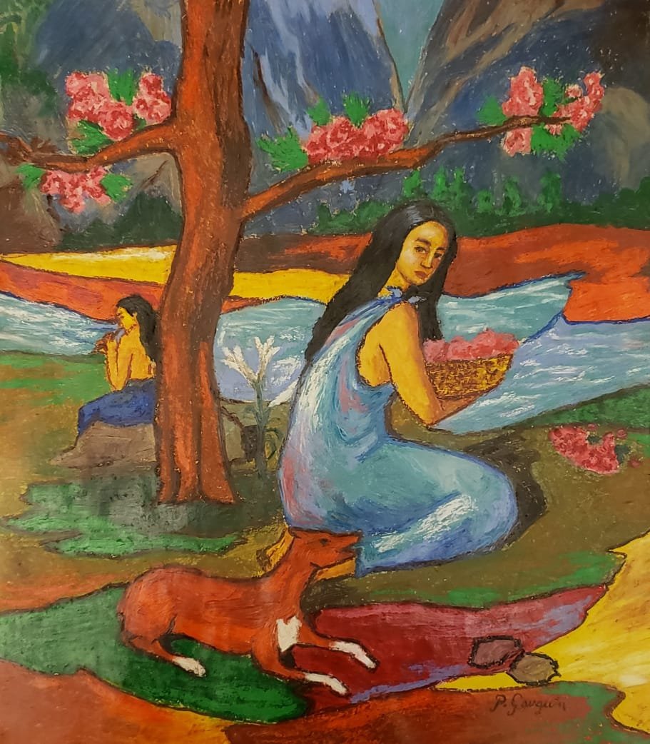 Paul Gauguin ( Pastel on Paper ) in the style of: P. Gauguin appears lower right. Measures: 15 x 13 inches. Technique: Pastel on paper. Provenance:Remy Chausse Paris Private collection France Selling grandson of the last owner.Lived between (7 June 1