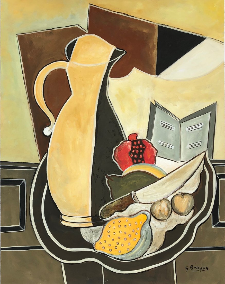 Georges Braque (Watercolor on Paper) In the Style of: G. Braque appears lower right. Measures: 13 1/5 by 11.5 inches. Technique: Watercolor on paper Provenance: Private Collection France, James Pendelton New York, and Collection in Florida United States.