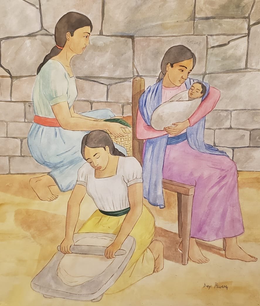 Diego Rivera (Watercolor on Paper) in the Style of: Diego Rivera appears lower right. Technique: Watercolor on paper. Measures: 18 x 15 inches. Provenance Private collection Mexico City Jose de la Escalera Private Collection USA . Biography: A Certific