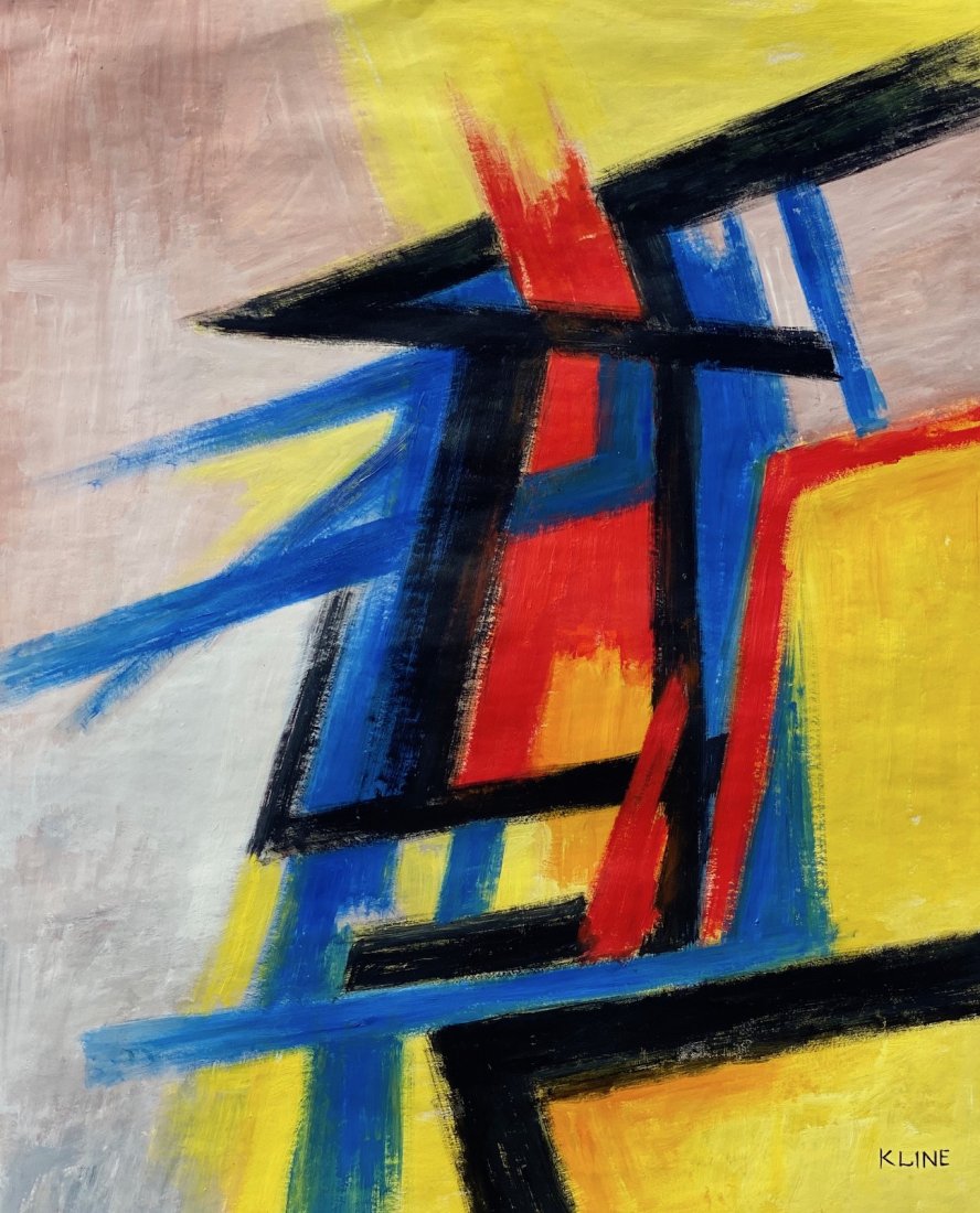 Franz Kline (Oil on Paper) In the Style Of: Kline appears lower right. Technique: Oil on paper. Measures:19 3/4 x 16 inches. Provenance: Purchase directly from the artist in 1960 , sold to Thomas Bennett in 1961 Private Collection USA.A Certifi