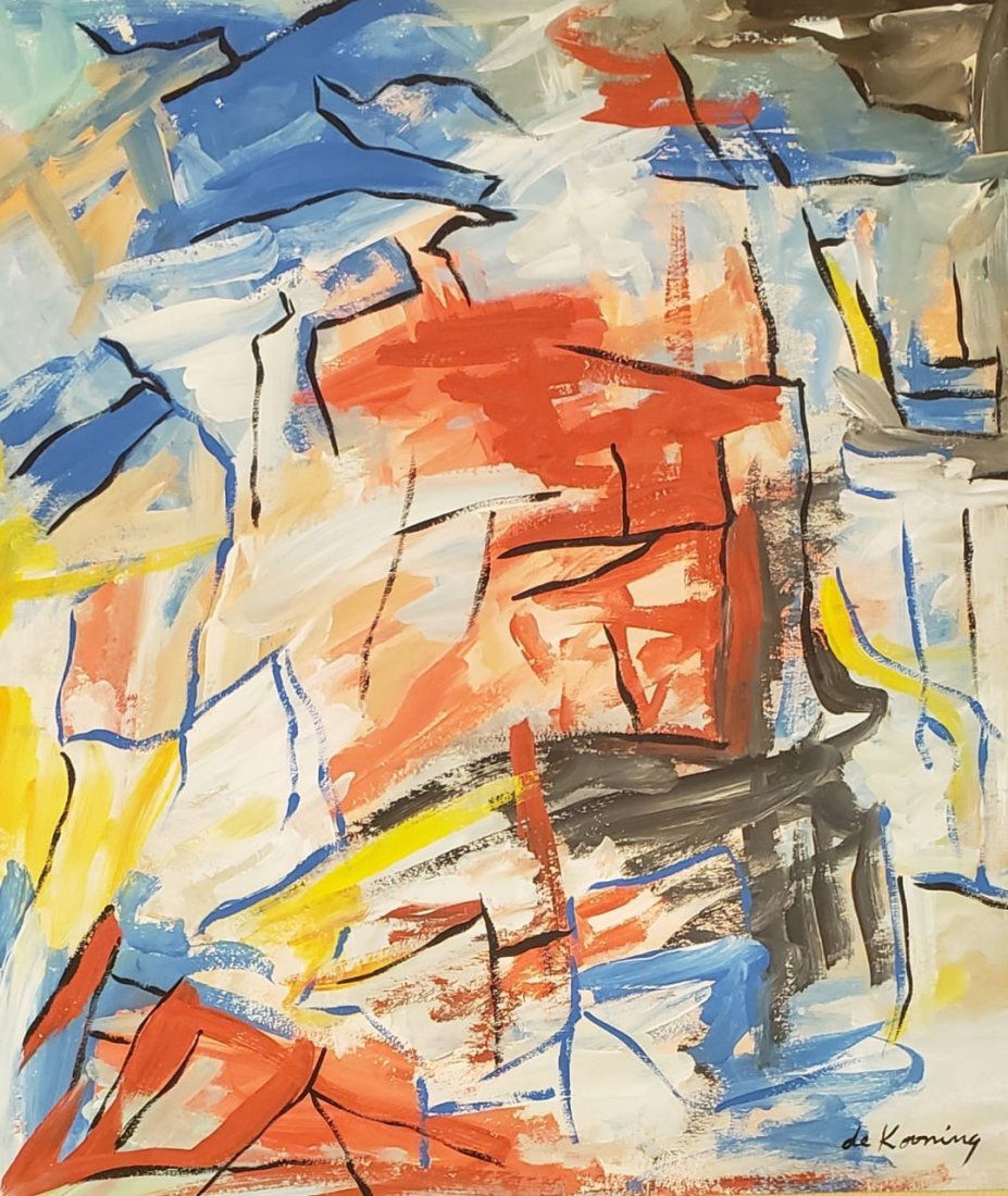 Willem de Kooning (Gouache on paper) In the Style of: de Kooning appears lower right. Technique: Gouache on paper. Measures: 14 x 12 1/4 inches. Provenance: Purchase directly from the Artist in 1955 and descent to the present Owner. A Certificate Accompa