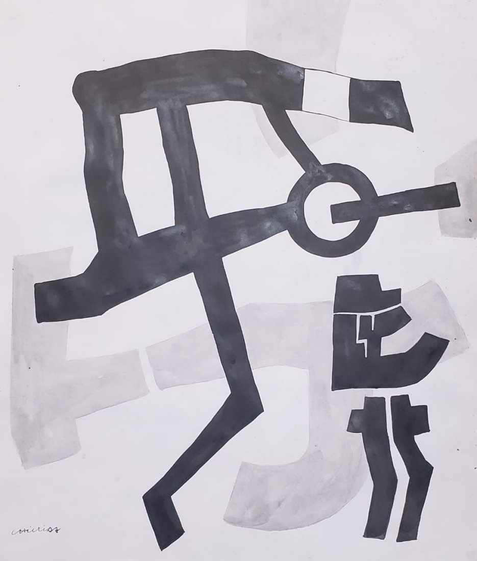 Eduardo Chillida (Ink on Paper) In the Style of: Chillida appears lower left. Technique: Ink on paper. Measures: 15 x 12 3/4 inches. Provenance: Private Collector Spain adquired directly from the artist as a Join Work. Biography: (10 January 1924 ��