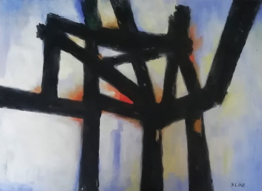 Franz Kline (Oil on Paper) in the style of: Kline Appears Lowe Right. Technique: Oil on Paper Painting. Measures: 17 X 23 Inches. Provenance: Private Collection New York Purchased from Gladys Backman Artist friend and Gallery Owner. A Certifica