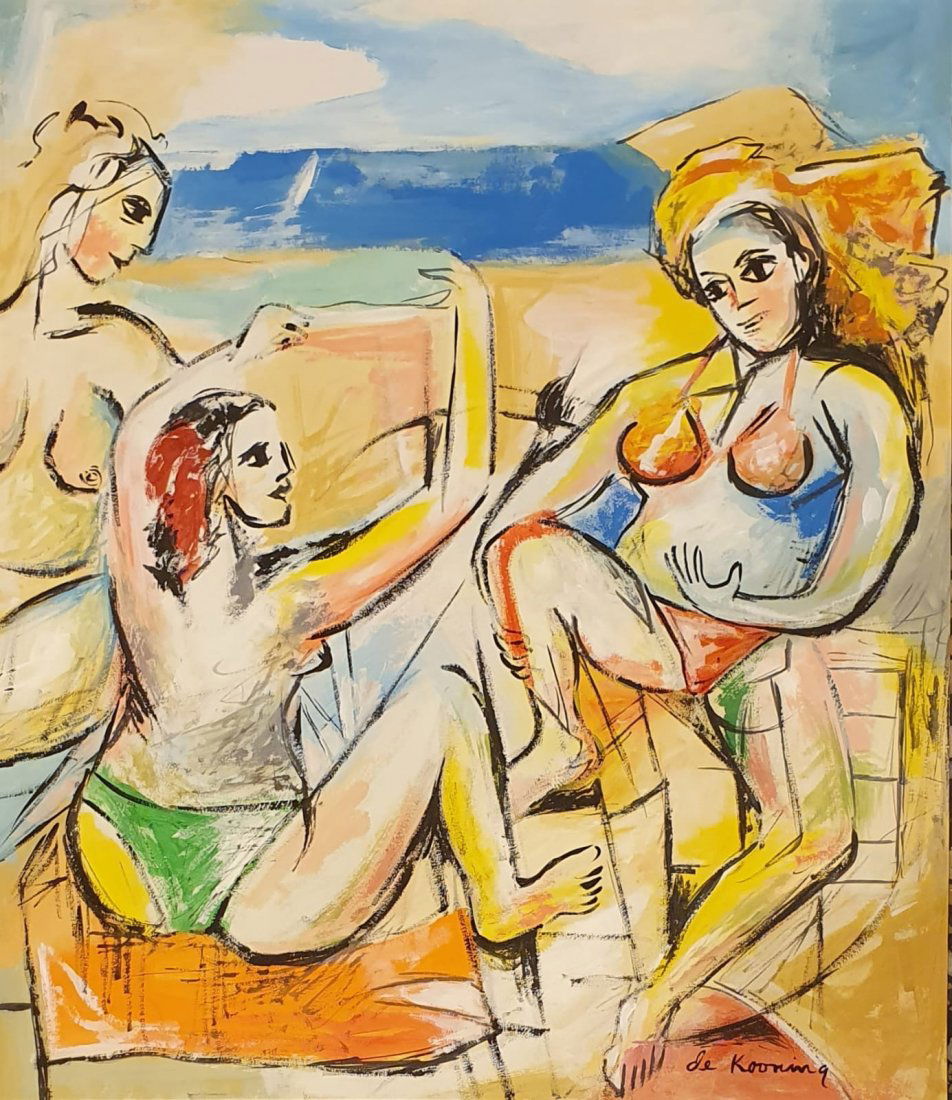 Willem de Kooning (Gouache on paper) in the style of: De Kooning Appears Lower Right. Technique: Gouache on Paper Painting. Measures: 13 1/8 X 11 3/8 Inches. Provenance: Purchase in Tokyo in 1999 from a important collector, Private Collection New York. A