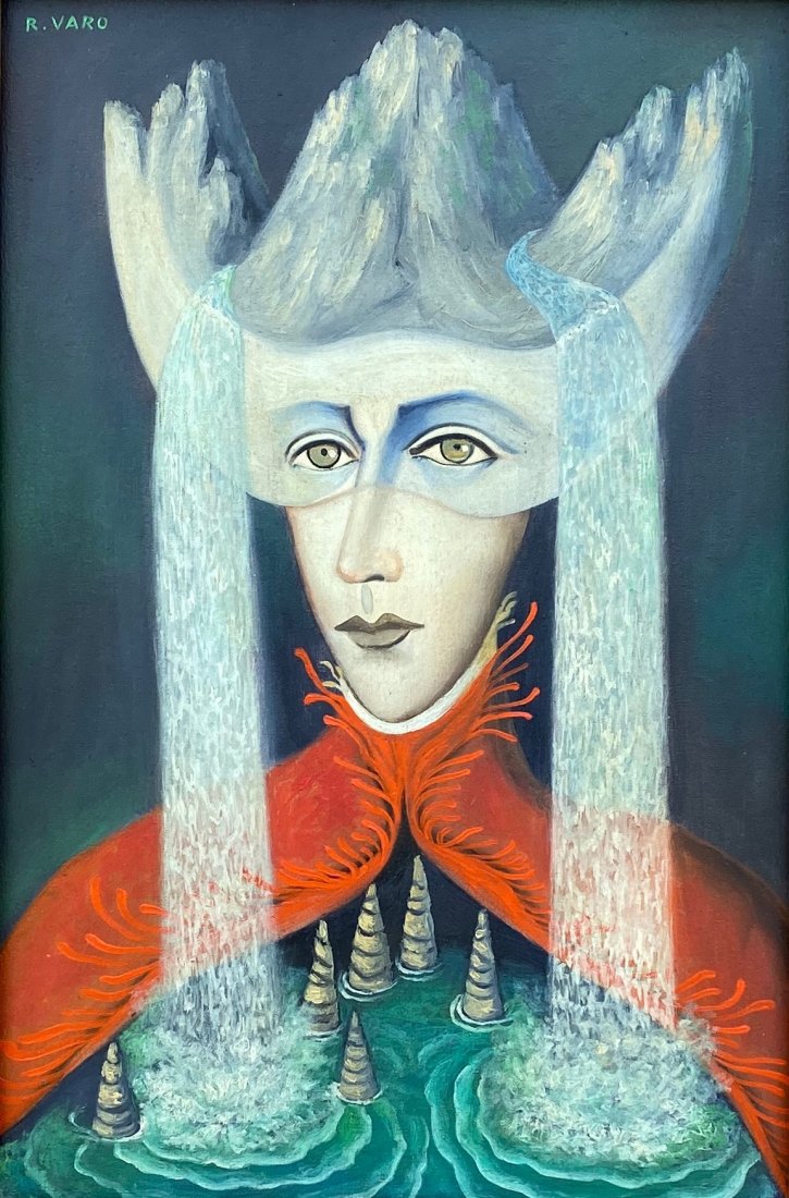 Remedios Varo (Oil on Canvas) in the style of: R.Varo Appears Upper Left. Technique: Oil on Canvas Painting. Measures: 18 ½ X 12 ½ Inches. Provenance: Collection of Rafael Juarez Mexico City Acquired directly from the artist. National Museum of 