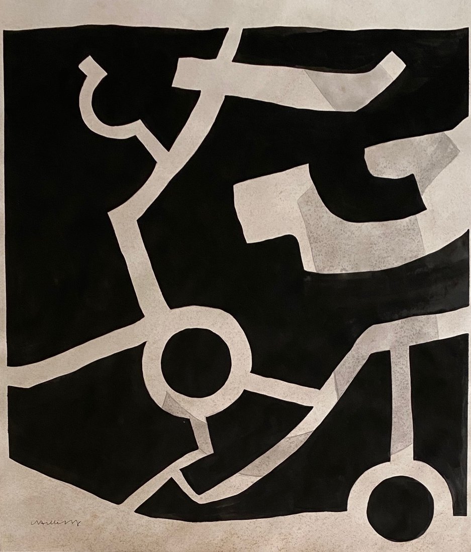 Eduardo Chillida (Ink on Paper) In the Style of: Chillida appears lower left. Technique: Ink on paper Drawing. Measures: 17 3/8 x 15 inches. Provenance: Private Collection Spain Acquired directly from the artist in 1998.A Certificate Accompanies thi