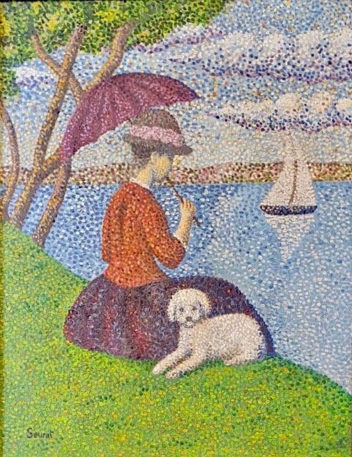 Georges Seurat (Oil on Canvas) In the style of: Seurat appears lower left. Technique: Oil on Canvas. Measures: 16 x 12 1/2 inches. Provenance: Felix Feneon , private Collection Switzerland Them Rolf de mare Paris. A Certificate Accompanies this lot
