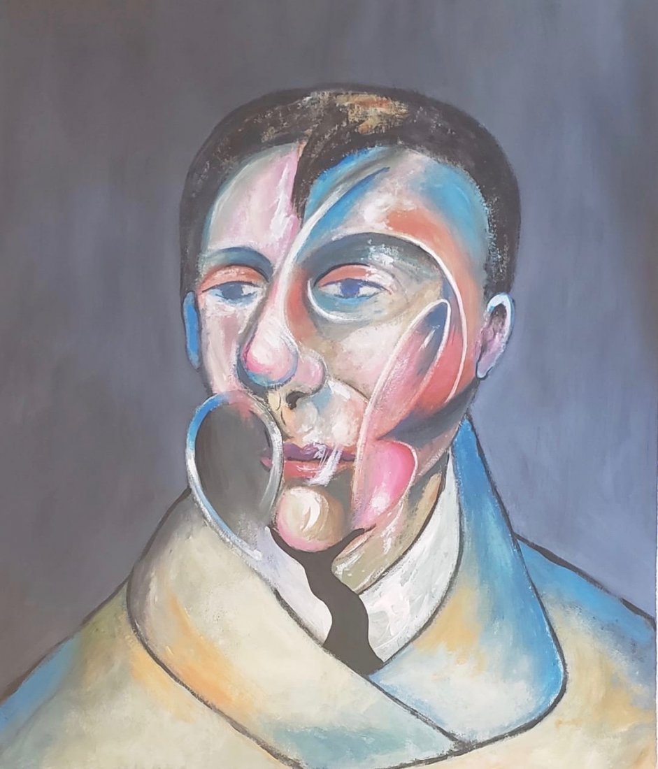 Francis Bacon (Gouache on Paper) In the Style of: Francis Bacon appears on verso . Technique: Gouache on paper . Measures: 14 x 12 inches . Provenance: Private collection England Mark Bailey Purchase in 1986. Lived Between (28 October 1909 – 28 Apr