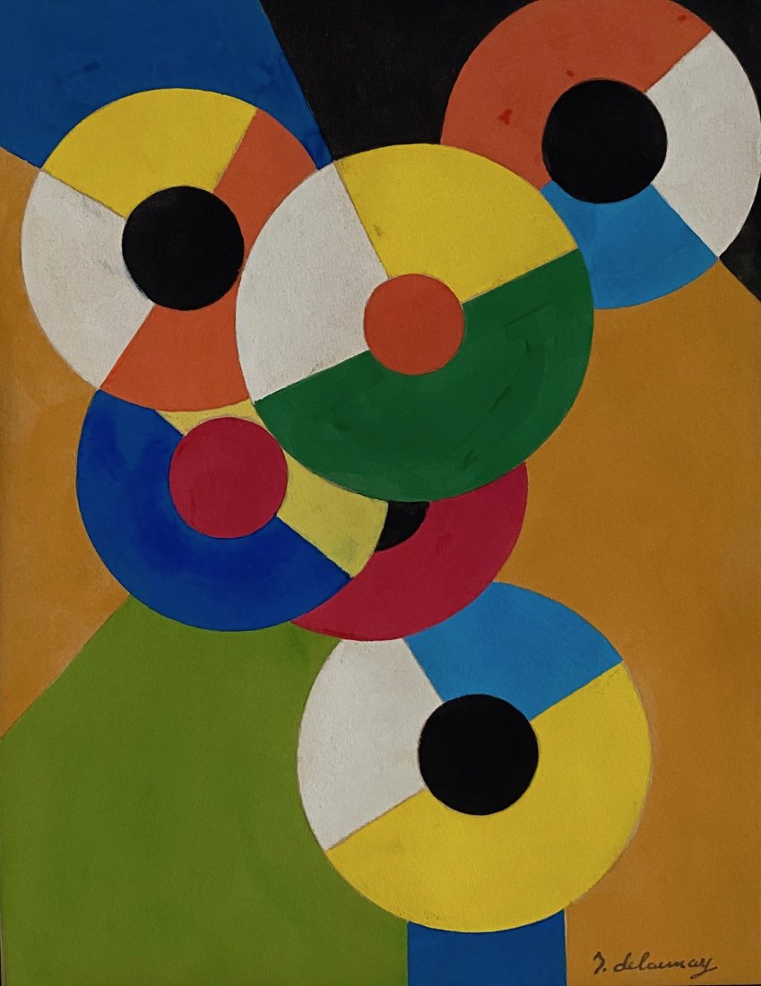 Robert Delaunay (Watercolor on Paper) In the style of: R. Delaunay Appears in Lowe Right. Technique: Watercolor on Paper Painting. Dimensions: 14 X 10 3/4 Inches. Provenance: Private collection Portugal. Lived Between 12 April 1885 – 25 October 1941) wa