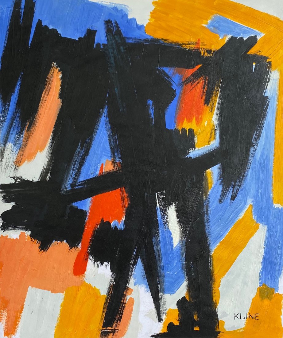 Franz Kline (Oil on Paper) In the Style Of: Kline appears in lower right. Technique: oil on paper, painting. measures: 13 1/2 x 11 1/4 Inches. Provenance:Private Collection. A Certificate Accompanies this lot.Biography: Lived between (May 23, 1