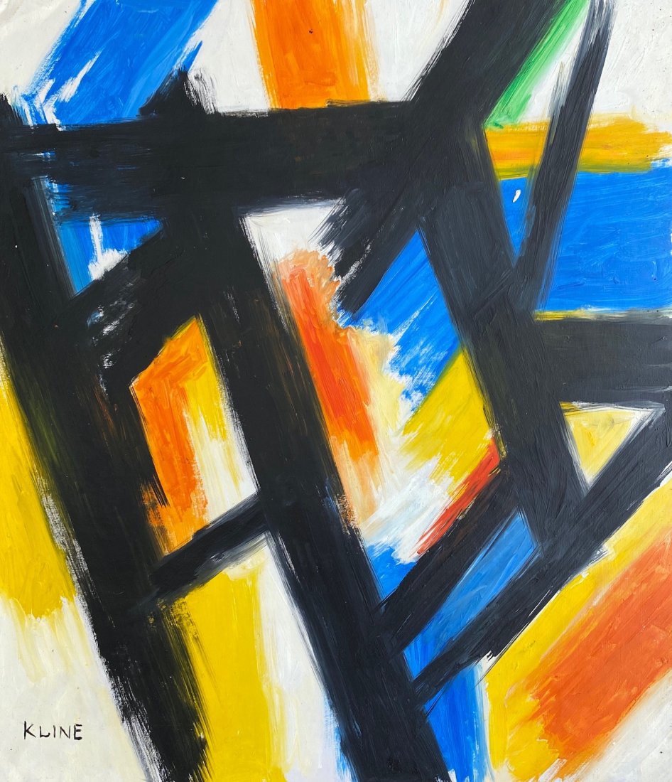 Franz Kline (Oil on Paper) In the Style Of: Kline appears in lower left. Technique: oil on paper, painting. measures: 15 5/8 x 12 5/8 Inches. Provenance:Private Collection. A Certificate Accompanies this lot.Biography: Lived between (May 23, 19