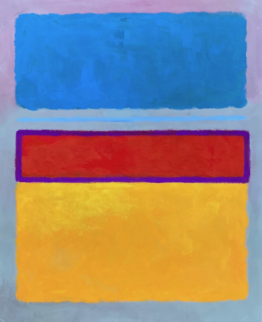 Mark Rothko (Gouache on Paper) In the Style of: Mark Rothko appears in the back of the painting. Technique: gouache on paper painting. Measures: 16 x 13 Inches. Provenance: Private collection. Lived between (September 25, 1903 – February 25, 1970