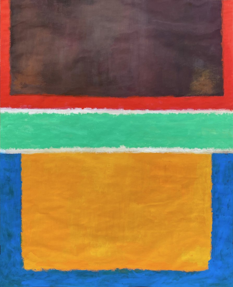 Mark Rothko (Gouache on Paper) In the Style of: Mark Rothko appears in the back of the painting. Technique: gouache on paper painting. Measures: 21 x 17 Inches. Provenance: Private collection. Lived between (September 25, 1903 – February 25, 1970