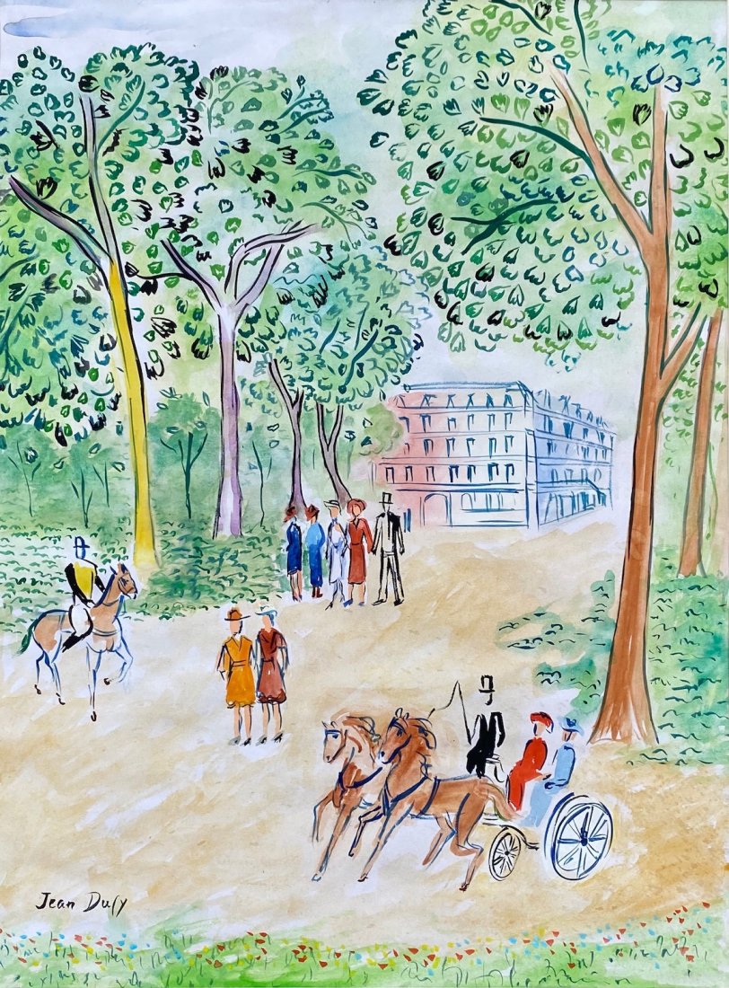 Jean Dufy (Watercolor on paper) in the style of: Jean Dufy Appears lower left Technique: Watercolor on Paper Painting. Measures: 15 x 11 1/4 Inches. Provenance:Private Collection California , Acquired in Paris 1963 from Jean Brodeur . A Certificate 