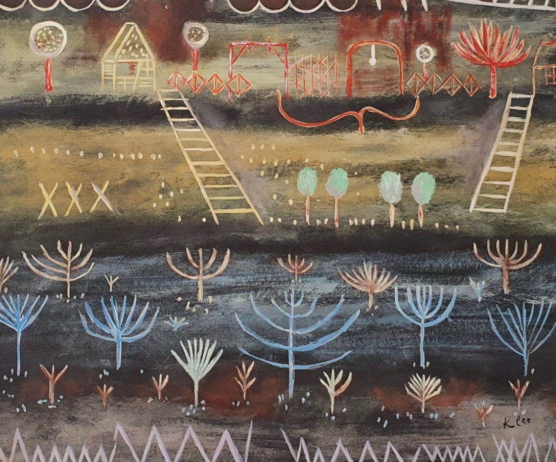 Paul Klee (Watercolor on Paper) in the style of: Klee Appears lower right. Technique: Watercolor on Paper. Measures: 15 x 18 Inches. Provenance: Private Collection. A Certificate accompanies this lot. Lived Between (18 December 1879 – 29 June 1940