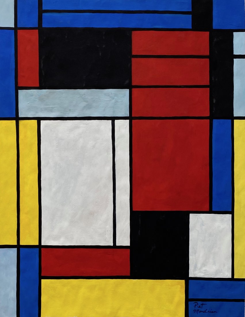 Piet Mondrian (Watercolor on Paper) in the style of: Piet Mondrain appears lower right, Measures: 15 X 11 ¾ Inches. Technique: Watercolor on paper. Provenance: Private collection Europe Anon sale 2000 Acquired by the son of the last owner. Lived betwee