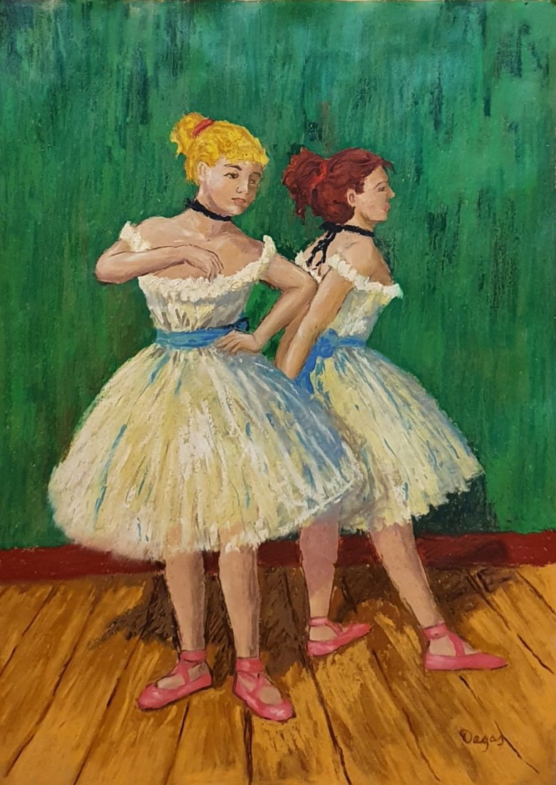 Edgar Degas (Pastel on Paper) In the Style of: Degas appears lower right, Measures: 20 x 14 inches, Technique: Patel on paper painting. Provenance: Private collection France. This pieces comes with a COA. Lived between (19 July 1834 – 27 Septemb