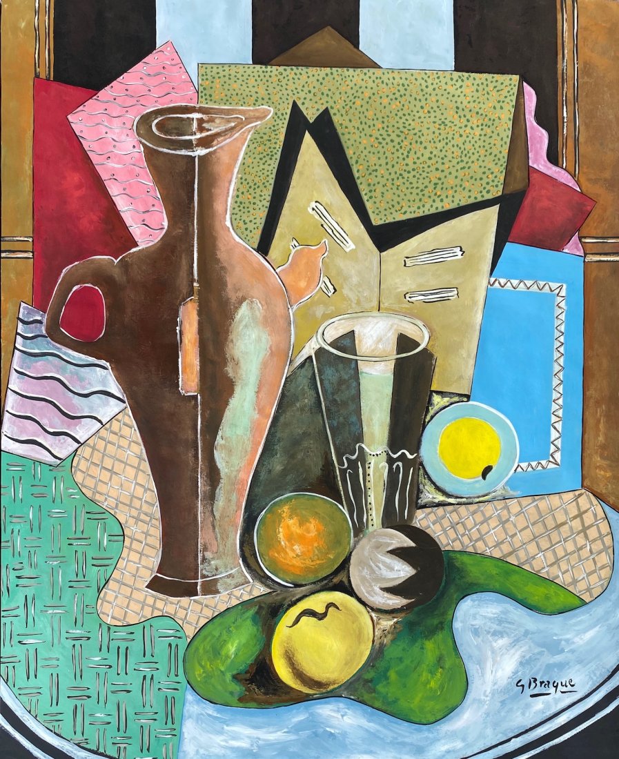 Georges Braque (Watercolor on Paper) In the Style of: G Braque appears lower right. Technique: watercolor on Paper Painting. Measures: 15 x 12 Inches. Provenance: Private collection. A Certificate accompanies this lot. Lived Between (13 May 1882 – 31 A