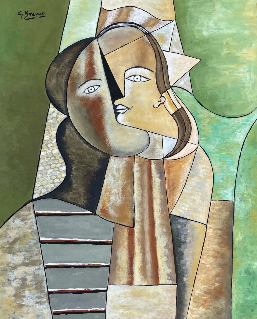 Georges Braque (Watercolor on Paper) In the Style of: G Braque appears upper left. Technique: watercolor on Paper Painting. Measures: 14 1/4 x 12 Inches. Provenance: Private collection. A Certificate accompanies this lot. Lived Between (13 May 1882 – 3