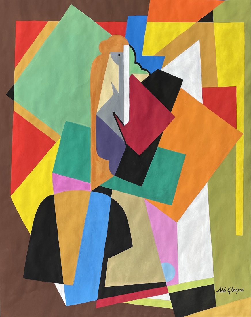 Albert Gleizes (Watercolor on Paper) In the style of: MA Gleizes appears in lower right. Technique: watercolor on paper, painting. Measures: 16 3/8 x 13 Inches. Provenance:Private Collection. A Certificate Accompanies this lot.Biography: Lived between (8